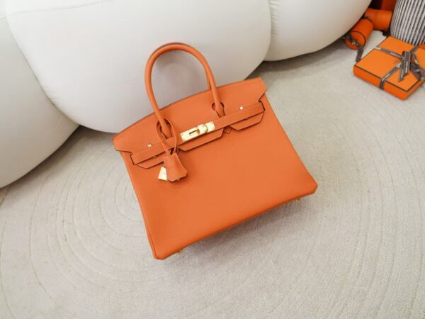 mmexport1734075683543-1 Luxury Handbag Birkin 30CM Togo Leather CC93 Orange Gold Hardware