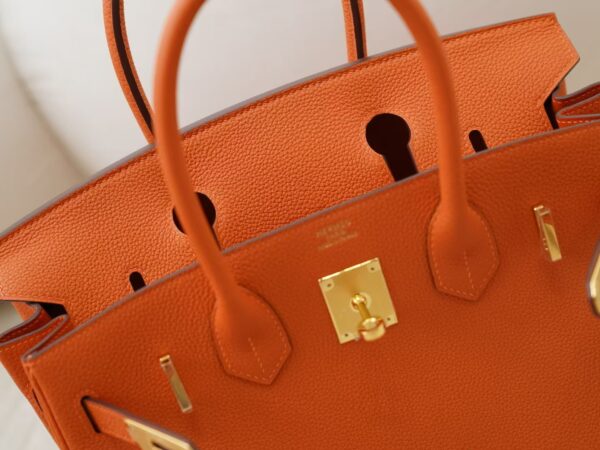 mmexport1734075694260 Luxury Handbag Birkin 30CM Togo Leather CC93 Orange Gold Hardware