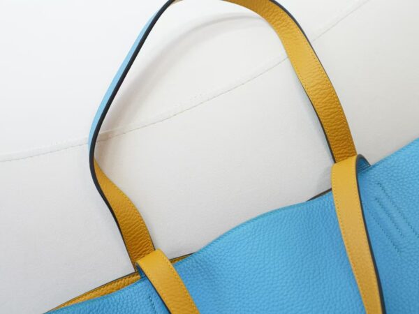 mmexport1734508285932 2024 New Hermes Double Sense Tote Bag Clemence Leather 7N Celeste / Amber