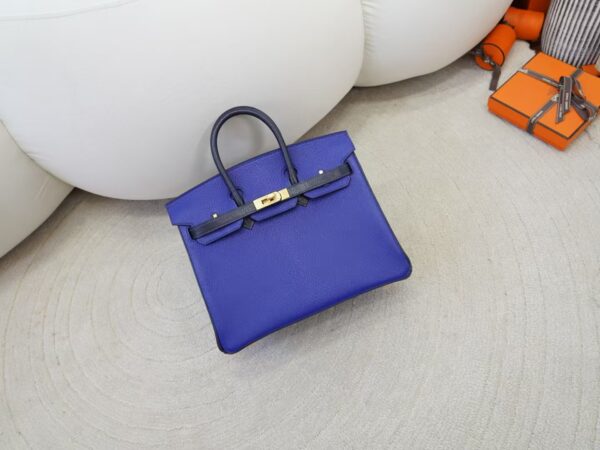 mmexport1734508310610-1 UK London Birkin 25CM Chevre Leather 7T Blue Electric / 2Z Blue Nuit Brush Gold Hardware