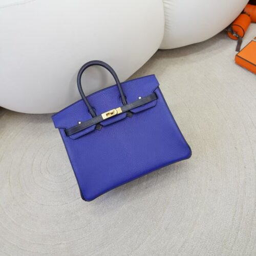 UK London Birkin 25CM Chevre Leather 7T Blue Electric / 2Z Blue Nuit Brush Gold Hardware