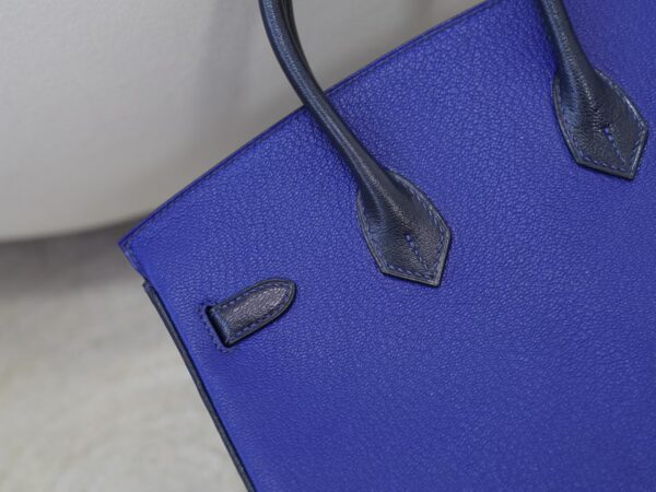 mmexport1734508318064 UK London Birkin 25CM Chevre Leather 7T Blue Electric / 2Z Blue Nuit Brush Gold Hardware