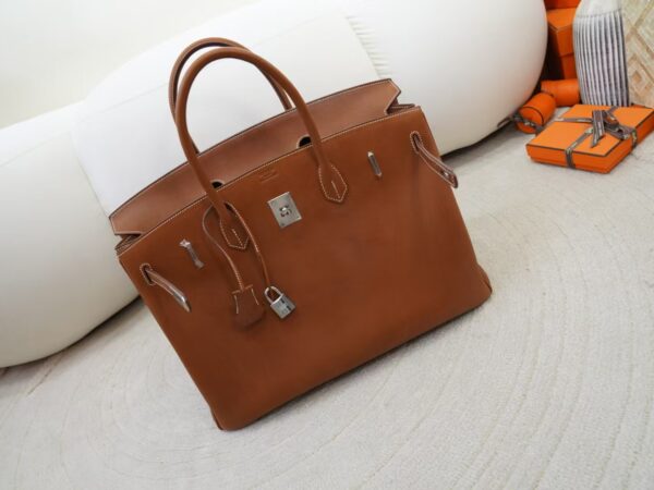 mmexport1734508383312 Oversize Bag Birkin 40CM CK34 Fauve Barenia Leather Silver Hardware