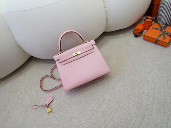 mmexport1734682513801-1 Women’s Handbag Kelly 25CM Clemence Leather 3Q Rose Sakura Gold Hardware