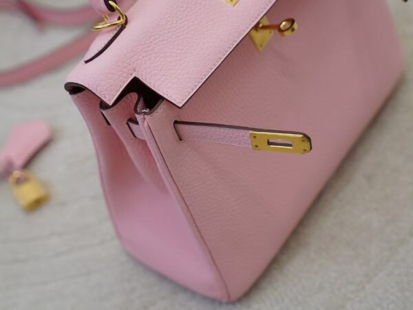 mmexport1734682519342 Women’s Handbag Kelly 25CM Clemence Leather 3Q Rose Sakura Gold Hardware