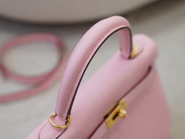 mmexport1734682521280 Women’s Handbag Kelly 25CM Clemence Leather 3Q Rose Sakura Gold Hardware