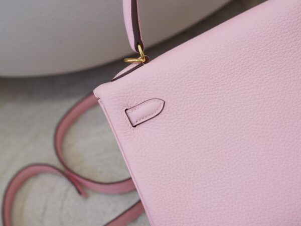 mmexport1734682523136 Women’s Handbag Kelly 25CM Clemence Leather 3Q Rose Sakura Gold Hardware
