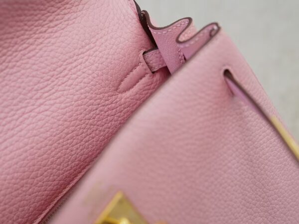 mmexport1734682526769 Women’s Handbag Kelly 25CM Clemence Leather 3Q Rose Sakura Gold Hardware