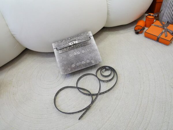 mmexport1734682540093-1 Full Handmade 1B Ombre Lizard Leather Kelly Danse 22CM Silver Hardware