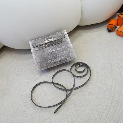 Full Handmade 1B Ombre Lizard Leather Kelly Danse 22CM Silver Hardware