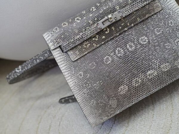 mmexport1734682545664 Full Handmade 1B Ombre Lizard Leather Kelly Danse 22CM Silver Hardware
