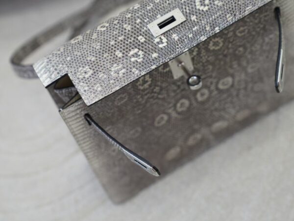 mmexport1734682551419 Full Handmade 1B Ombre Lizard Leather Kelly Danse 22CM Silver Hardware
