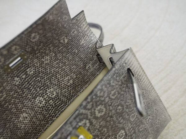mmexport1734682553464 Full Handmade 1B Ombre Lizard Leather Kelly Danse 22CM Silver Hardware