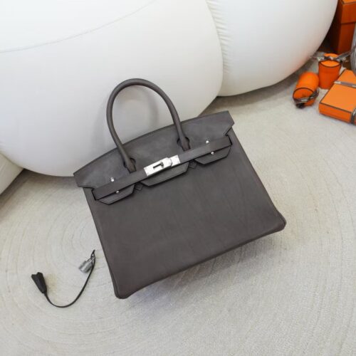 Women’s Tote Bag Birkin 30CM Barenia Leather CK46 Ebene Silver Hardware