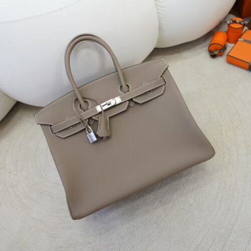 Full Handmade Birkin 35CM Togo Leather CK18 Etoupe Silver Hardware