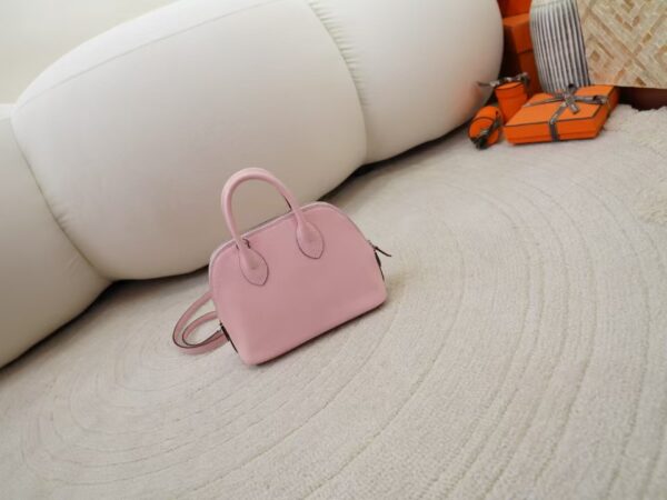 mmexport1735374074456-1 UK London Bolide Mini 18CM Chevre Leather Rose Darling Silver Hardware