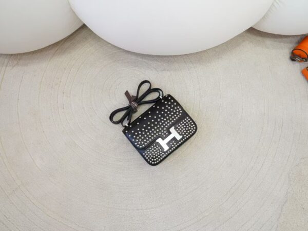 mmexport1735888685611 Full Handmade Box Leather Constance 19CM Rivet 89 Noir Silver Hardware