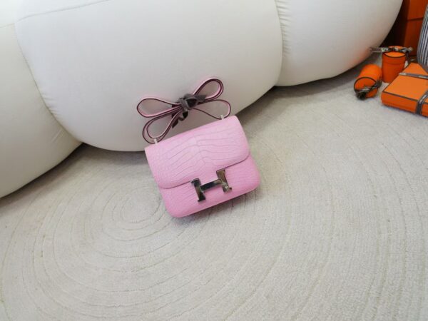 mmexport1735888720378-1 Luxury Women’s Bag Constance 19CM Matte Alligator Crocodile 5P Pink Silver Hardware