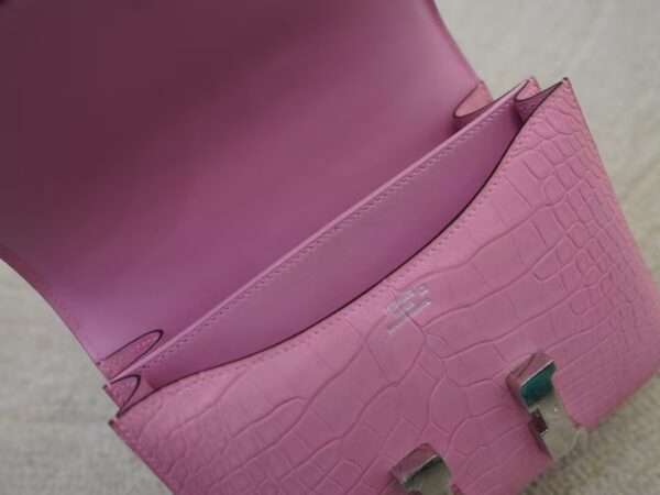 mmexport1735888730945 Luxury Women’s Bag Constance 19CM Matte Alligator Crocodile 5P Pink Silver Hardware