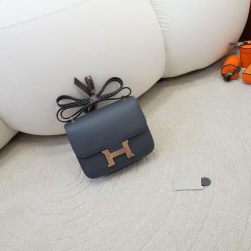Full Handmade Hermes Constance 19CM 88 Gris Graphite / 37 Gold Evercolor Rose Gold Hardware