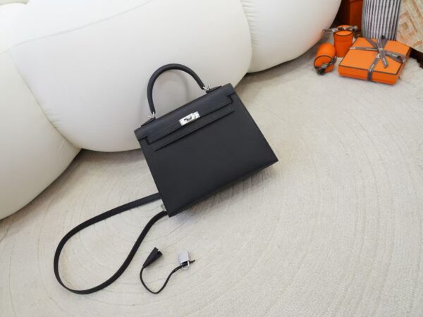 mmexport1736239012333 USA Washington Kelly Sellier 25CM Epsom Leather CK89 Noir Silver Hardware