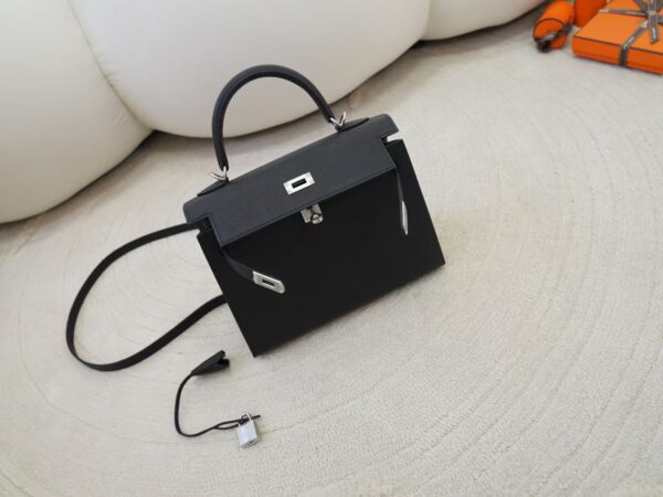 mmexport1736239023725-1 USA Washington Kelly Sellier 25CM Epsom Leather CK89 Noir Silver Hardware