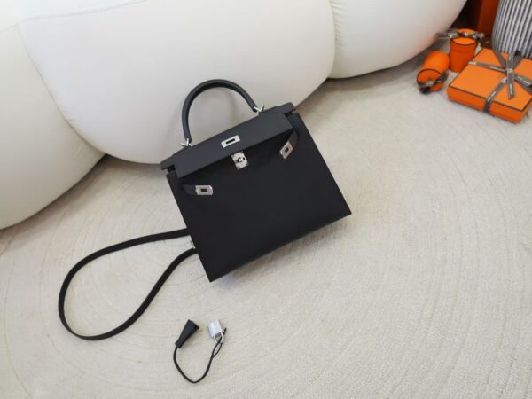 mmexport1736239027838 USA Washington Kelly Sellier 25CM Epsom Leather CK89 Noir Silver Hardware