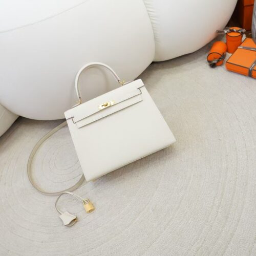 Women’s Tote Bag CK10 Craie Epsom Leather Kelly Sellier 25CM Gold Hardware