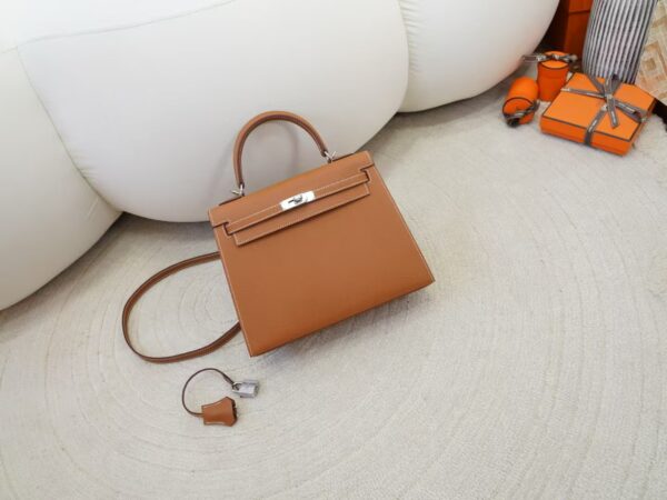 mmexport1736239183295 Luxury Bag Kelly Sellier 25CM CK37 Gold Epsom Leather Silver Hardware