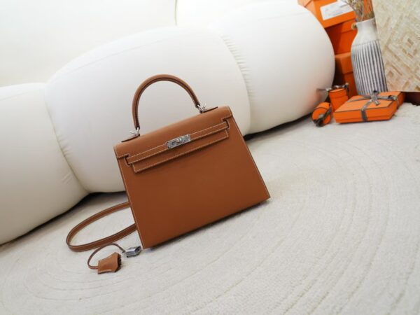 mmexport1736239185214-1 Luxury Bag Kelly Sellier 25CM CK37 Gold Epsom Leather Silver Hardware