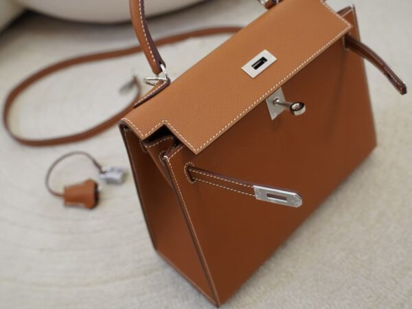 mmexport1736239194325 Luxury Bag Kelly Sellier 25CM CK37 Gold Epsom Leather Silver Hardware