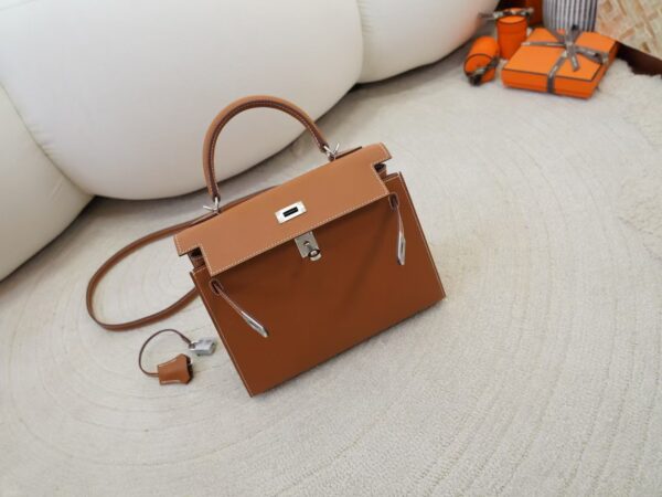 mmexport1736239196166 Luxury Bag Kelly Sellier 25CM CK37 Gold Epsom Leather Silver Hardware