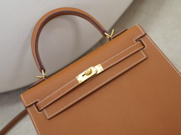 mmexport1736239213110 UAE Dubai CC37 Gold Epsom Leather Kelly Sellier 25CM Tote Bag Gold Hardware
