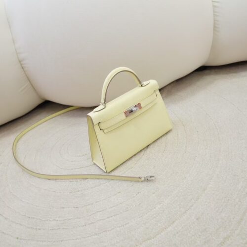 Women’s Clutch Bag Mini Kelly 19CM Epsom 2024 New Color I8 Jaune Milton Silver Hardware
