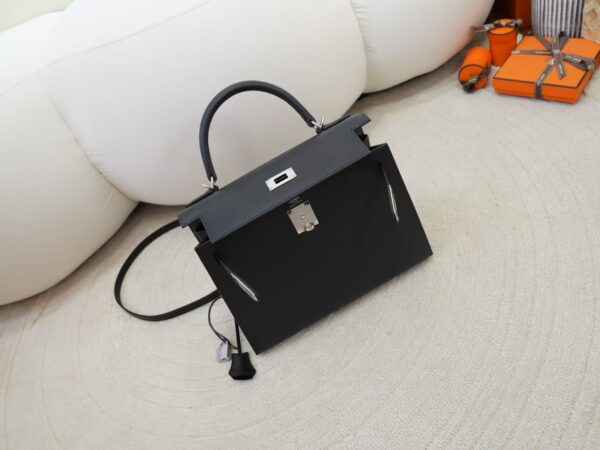 mmexport1736239299969 USA New York Kelly 28CM Matte Box Leather CK89 Noir Silver Hardware