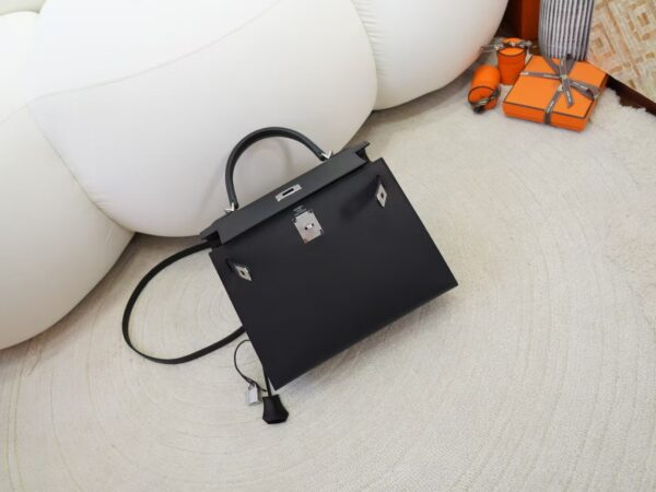 mmexport1736239305458 USA New York Kelly 28CM Matte Box Leather CK89 Noir Silver Hardware