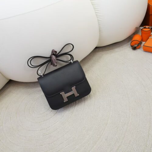 New Hermes Constance 19CM Sombrebro Matte Box 89 Noir Silver Hardware