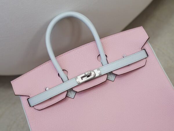 mmexport1736410778501 Full Handmade Birkin 25CM Chevre Leather 3Q Rose Sakara / T0 Blue Brume Silver hardware