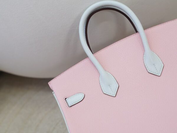 mmexport1736410781953 Full Handmade Birkin 25CM Chevre Leather 3Q Rose Sakara / T0 Blue Brume Silver hardware