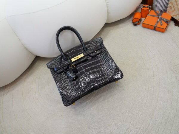 mmexport1736410859124-1 Luxury Women’s Bag Birkin 30CM HCP Shiny Alligator Crocodile CC89 Noir Gold Hardware