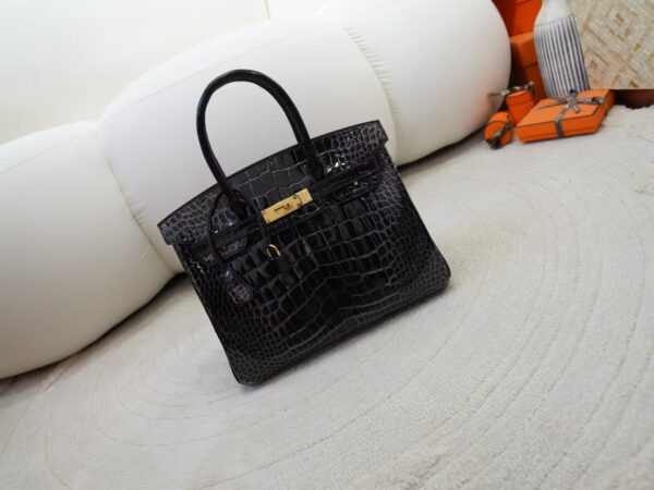 mmexport1736410901742 Luxury Women’s Bag Birkin 30CM HCP Shiny Alligator Crocodile CC89 Noir Gold Hardware