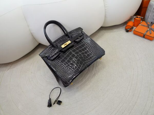 mmexport1736410905753 Luxury Women’s Bag Birkin 30CM HCP Shiny Alligator Crocodile CC89 Noir Gold Hardware