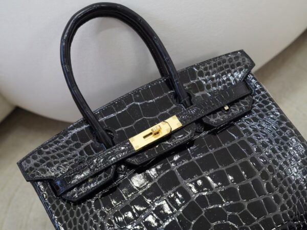mmexport1736410907571-1 Luxury Women’s Bag Birkin 30CM HCP Shiny Alligator Crocodile CC89 Noir Gold Hardware