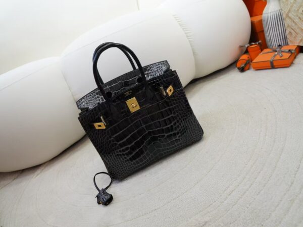 mmexport1736410909450 Luxury Women’s Bag Birkin 30CM HCP Shiny Alligator Crocodile CC89 Noir Gold Hardware