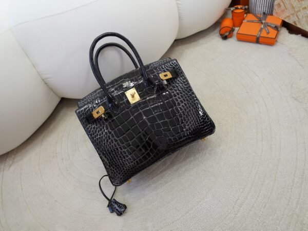 mmexport1736410913314 Luxury Women’s Bag Birkin 30CM HCP Shiny Alligator Crocodile CC89 Noir Gold Hardware