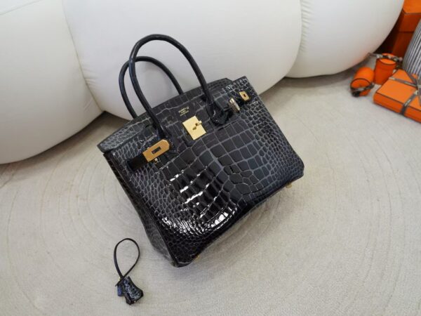 mmexport1736410915751 Luxury Women’s Bag Birkin 30CM HCP Shiny Alligator Crocodile CC89 Noir Gold Hardware