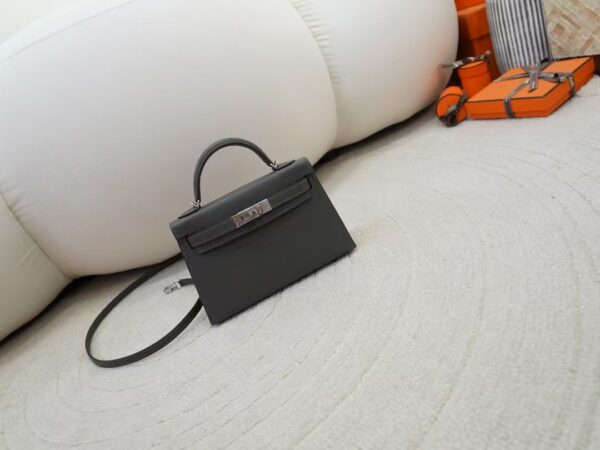 mmexport1736411038979 Women’s Clutch Bag Mini Kelly 19CM Madame Leather 0L Gris Meyer Silver Hardware