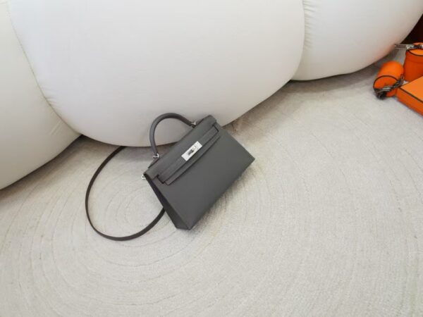 mmexport1736411051548 Women’s Clutch Bag Mini Kelly 19CM Madame Leather 0L Gris Meyer Silver Hardware