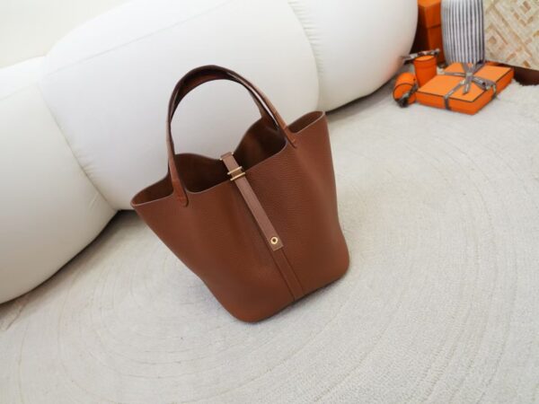 Full Handmade Picotin Touch 22CM CC37 Gold Clemence / Matte Crocodile Leather Gold Hardware