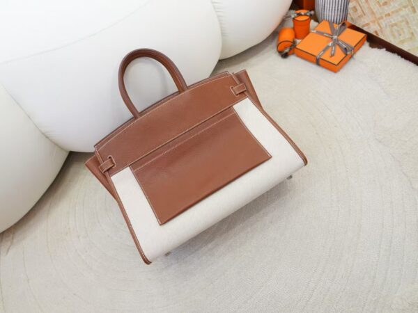 mmexport1736838291383-1 New Arrival Inside Out Birkin 35CM 37 Gold Faubourg Barenia / Canvas Silver Hardware